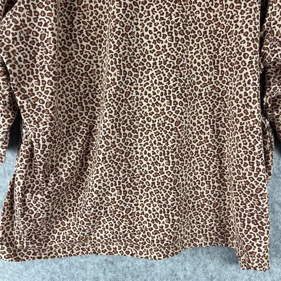 Quacker Factory Top Womens 3X Tan Animal Print Sequin 3/4 Sleeve Cotton Artsy - Picture 11 of 13